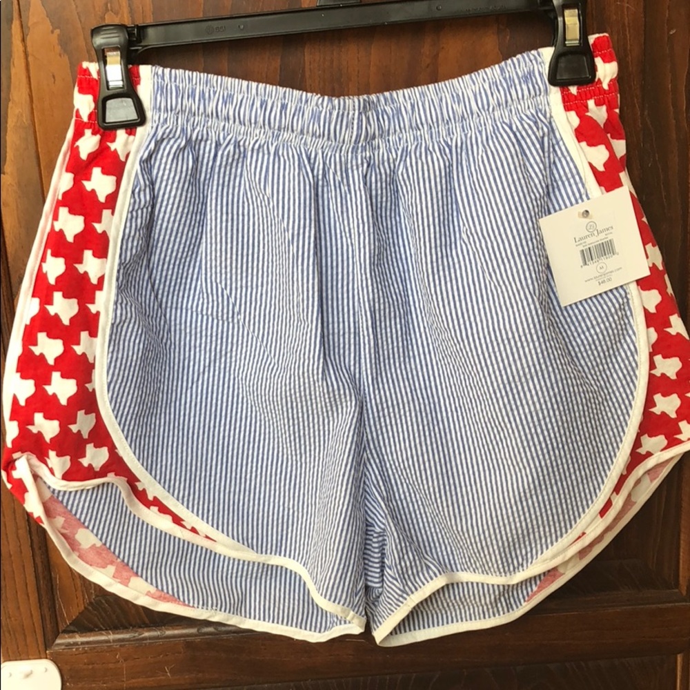 NWT Lauren James seersucker shorts, Texas edition